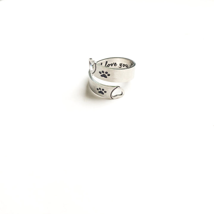 Adjustable Paw Heart Twist Ring Made of Stainless Steel