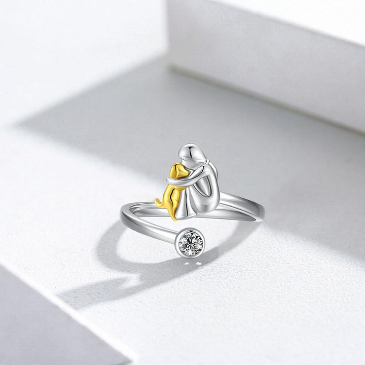 Adjustable Dog Ring Made of 925 Silver – Handmade Ring for Women