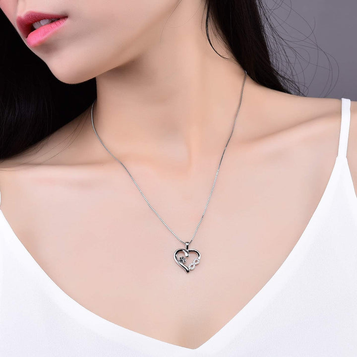 Necklace with Paw Print & Heart with Infinity Pendant