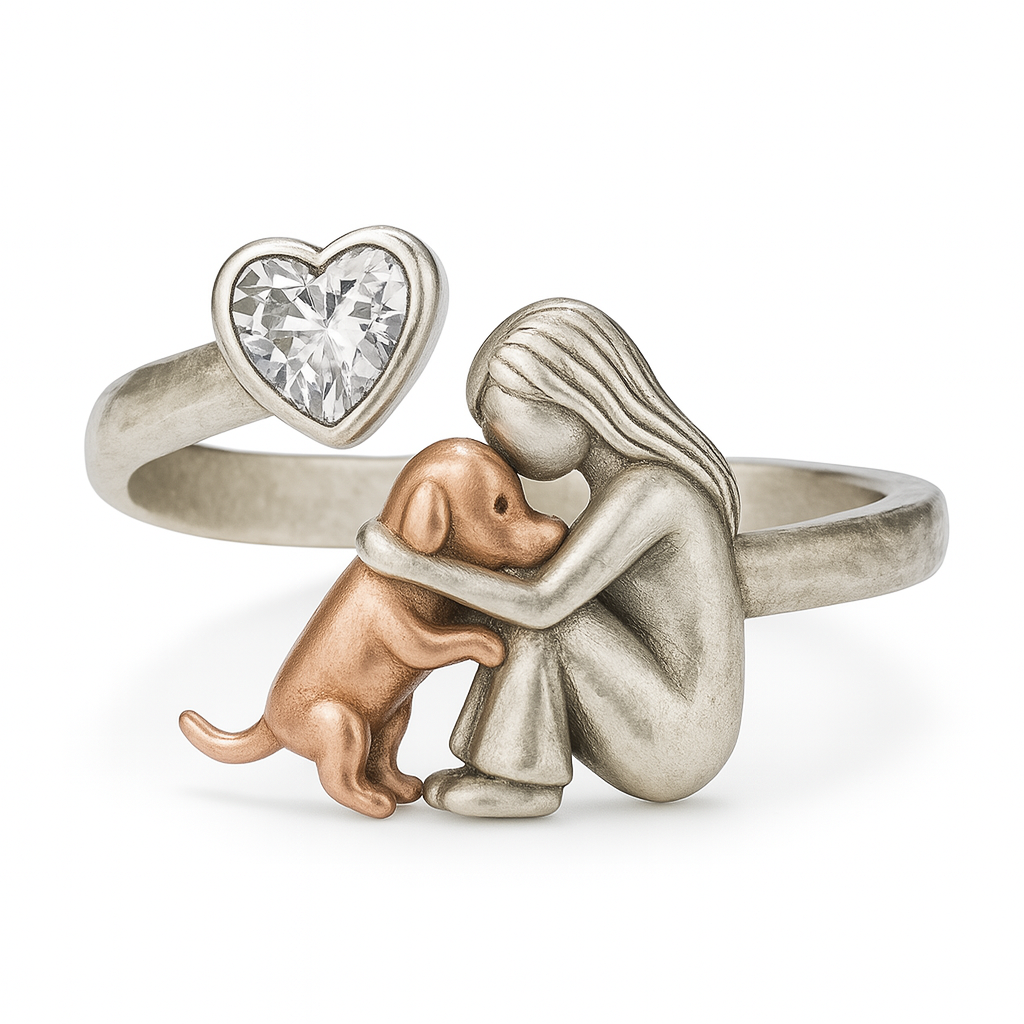 Handcrafted Lucky Ring made of 925 Silver and White Zirconia – Adjustable Ring