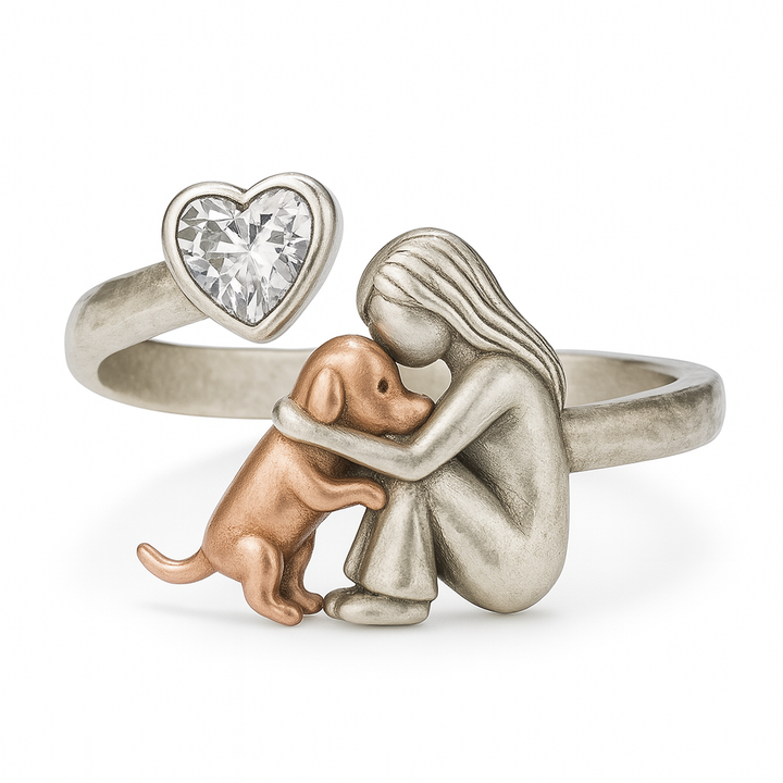 Handcrafted Lucky Ring made of 925 Silver and White Zirconia – Adjustable Ring