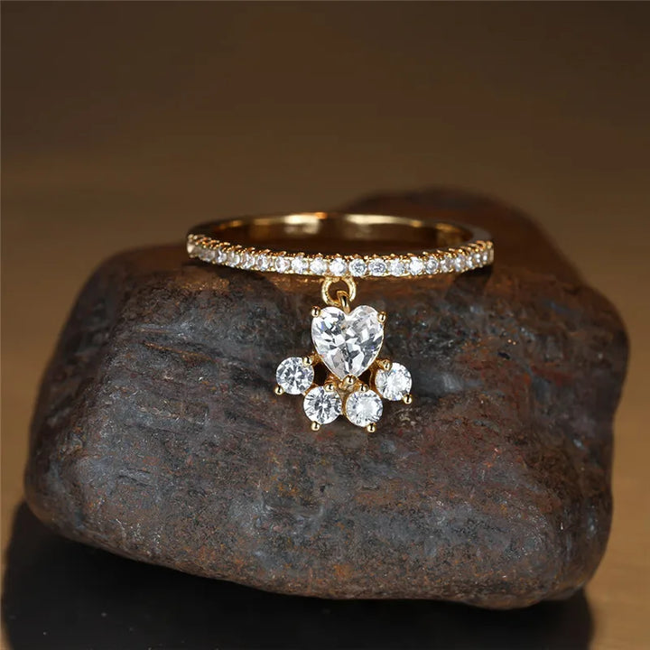 Paw & Heart Ring – Gold and Silver Look