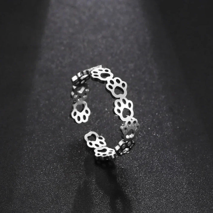 Paw Ring Made of Stainless Steel – Adjustable Finger Ring with Animal Motif for Women