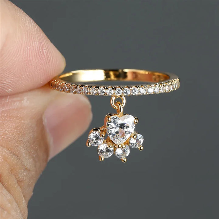 Paw & Heart Ring – Gold and Silver Look