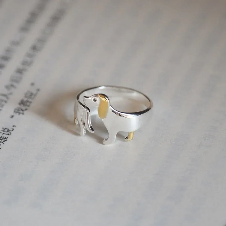 Adjustable Dachshund Ring – Handmade Animal Jewelry Ring for Women